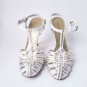 BCBGgirls White and Gold Leather Heels